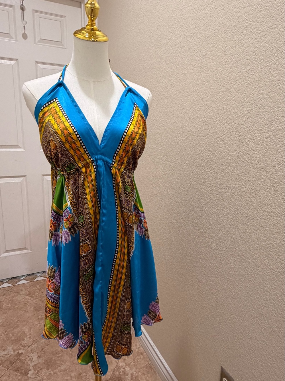 Jack by BB Dakota Turquoise Halter Print Camisole Dress Top